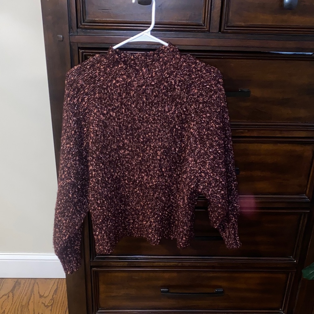 Mango Burgundy Cowl Neck Sweater